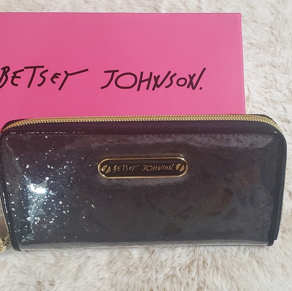 Betsey Johnson Black Glitter Wallet New In Box With Tags.